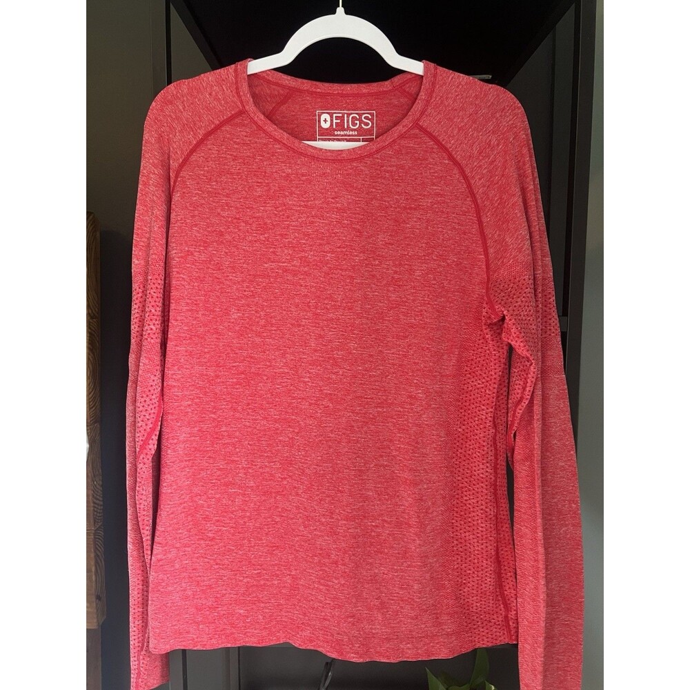 FIGS Salta Seamless Long Sleeve Underscrub Top XL Red Womens Nurse Scrub Shirt